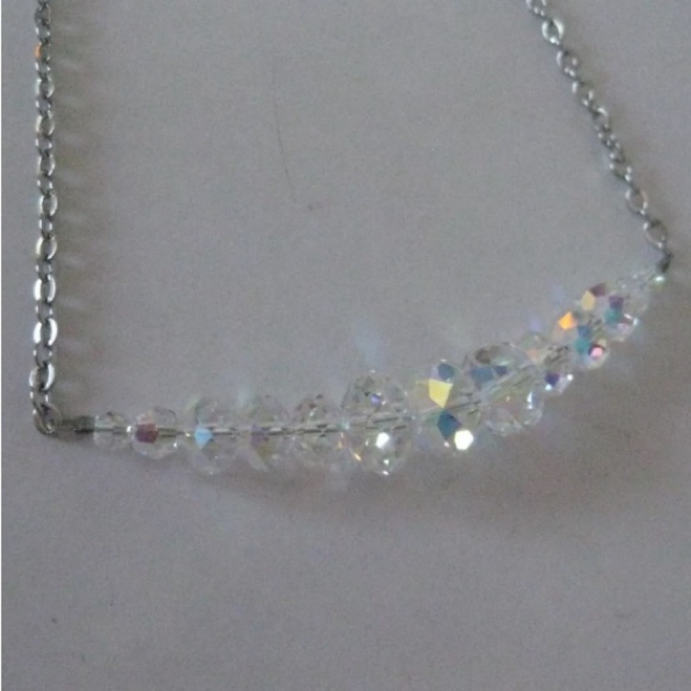 KIRKS FOLLY Clear Aurora Borealis Crystal Silver Tone Necklace - Picture 5 of 6